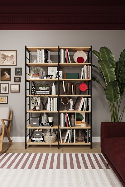 asratrend 6 RAFLI METAL KİTAPLIK İKİ MODÜL