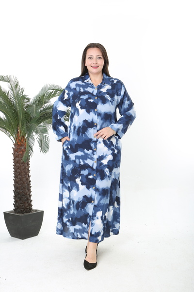 XL Modam Women's Patterned Plus Size Shirt Dress