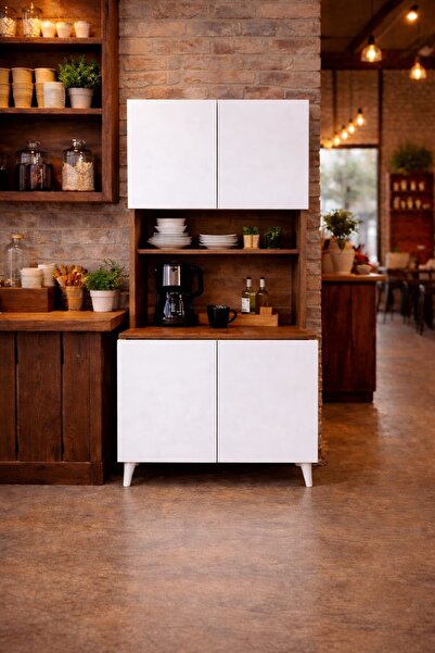 ADIM EBATLAMA Yeni Nesil Çok Amaçlı Dolap 4 Kapaklı Kiler Mutfak Dolabı - Kah...