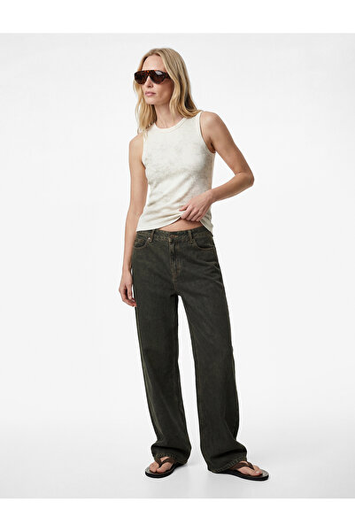 Koton Glittery Abstract Printed Crew Neck Slim Fit Tank Top