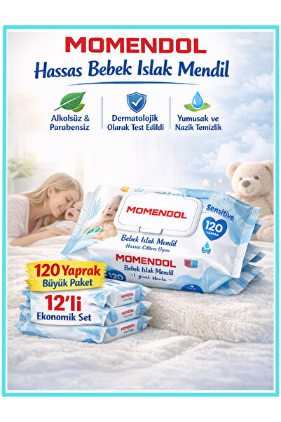 momendol Sensitive Baby Wet Wipes 120 Sheets Economical Set of 12 – Pure Wate...