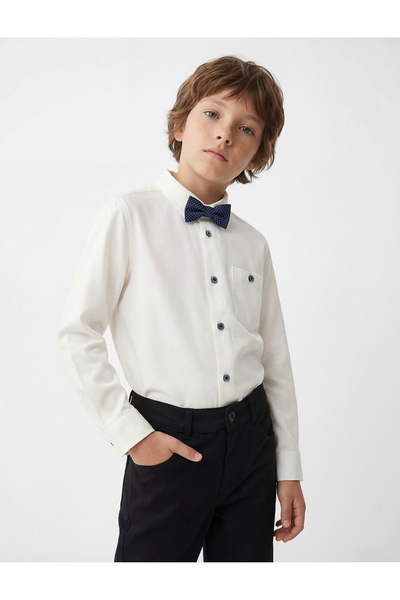 Koton Cămașă cu mânecă lungă, cu buzunar, cu nasturi și papion