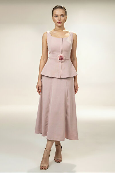 Setre Powder Yakada Accessory Detailed Sleeveless Waist-Fitted Fish Shape Mid...