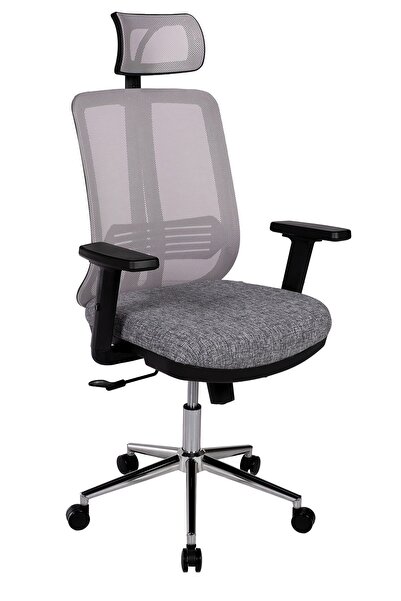 Ofisbazaar UP Fileli Yönetici Koltuğu | Ayarlanabilir Başlıklı Ofis Koltuğu Gri