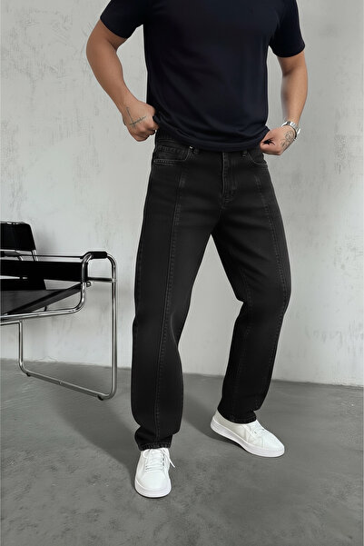 A&O Style Pantaloni de blugi pentru bărbați, negri, cu croiala obișnuită, lav...