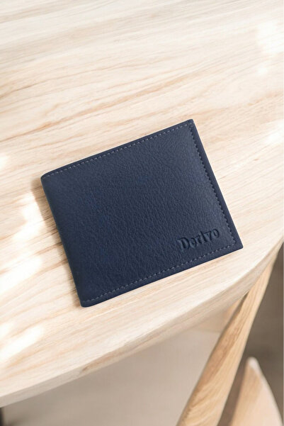 VO CRAFT Lacivert Suni Deri Erkek Cüzdan – 9 Kart Bölmeli, Para Bölmeli, Gizl...