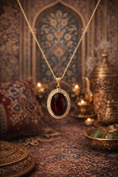 PORSE Kadın Kristal Taşlı Çelik Zincirli Kolye Renk Seçenekli