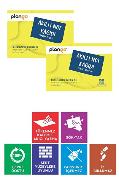 Plango SARI - Elektrostatik Akıllı Not Kağıdı Yapışkansız Post-it 7x10cm - 50...