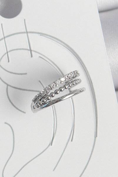 Skygo Brass Silver Color Zircon Stone 3 Row Model Women's Cartilage Earrings ...