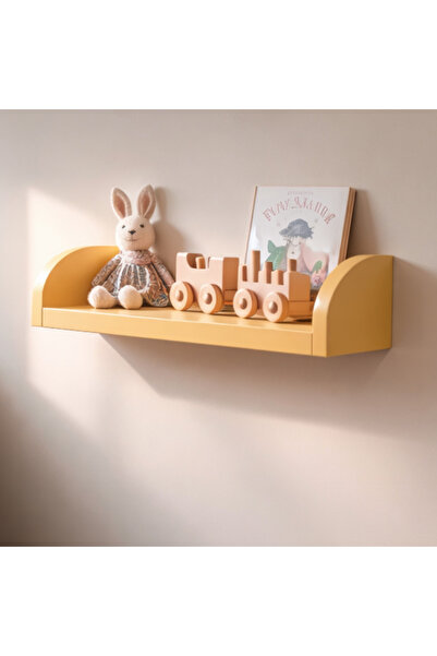 WoodArtDesign 1 adet Sarı Çocuk Odası Duvar Rafı – Oyuncak ve Kitap Rafı (Mon...