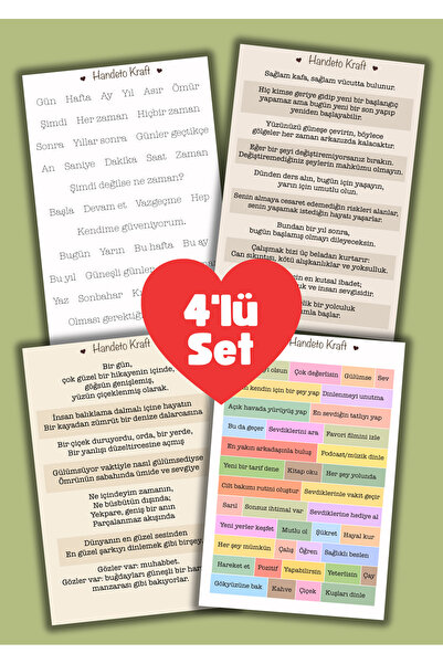 Handeto Kraft Σετ με 4 αυτοκόλλητα πολλαπλών λέξεων, αυτοκόλλητα, για σημειωμ...