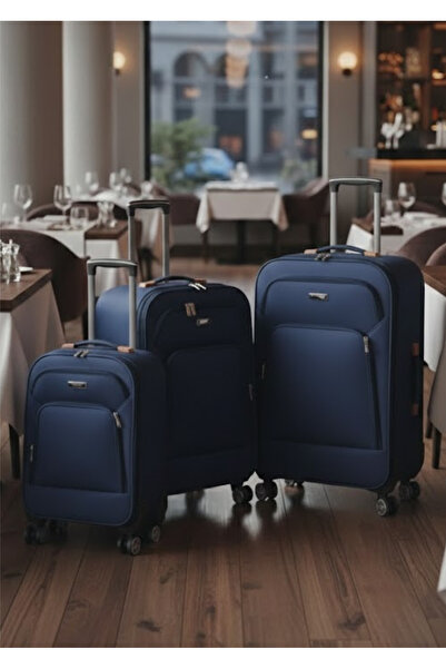 KARİZMA POLO 5 TEKERLİ-DİPLOMAT-ÇOK HAFİF-LÜX SEDEFLİ KUMAŞ 3 LÜ SET VALİZ