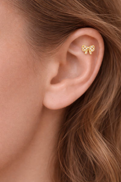 Sacce Scarves&Accessories Gold Renkli Taşlı Kurdele Fiyonk Figürlü Piercing H...