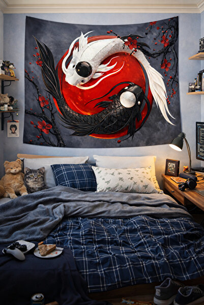 Vendini Ying Yang Felsefesi Duvar Örtüsü Duvar Halısı Wall Tapestry