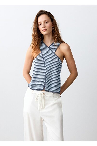 Mango Teen Çizgili çapraz bluz