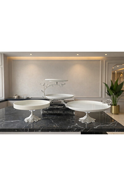 Sillage Home 3-Piece Porcelain Presentation Set, Cookies, Salad and Presentat...