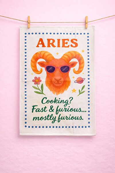 Typoniq Zodiac Aries Cotton 2-Piece Kitchen Towel (40X50 cm)