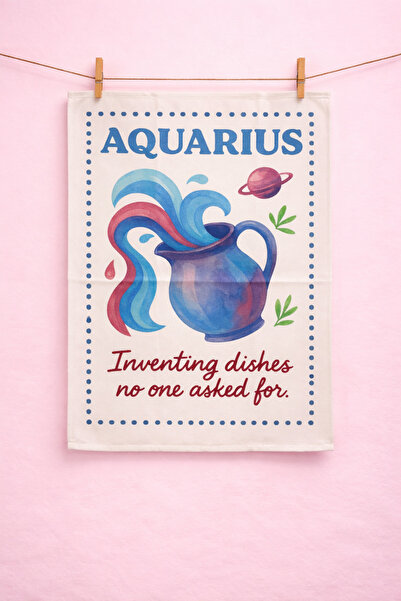 Typoniq Zodiac Aquarius Cotton 2-Piece Kitchen Towel (40X50 cm)