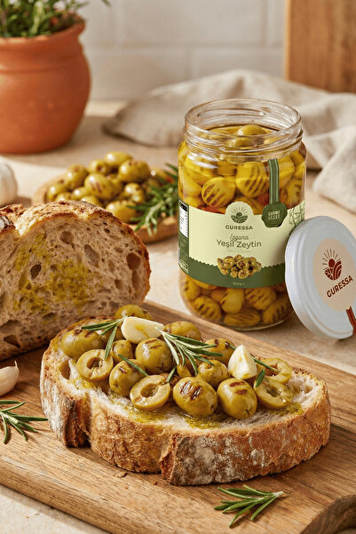 GURESSA Izgara Yeşil Zeytin 660 ml (Pizza Üstü & Kahvaltılık)