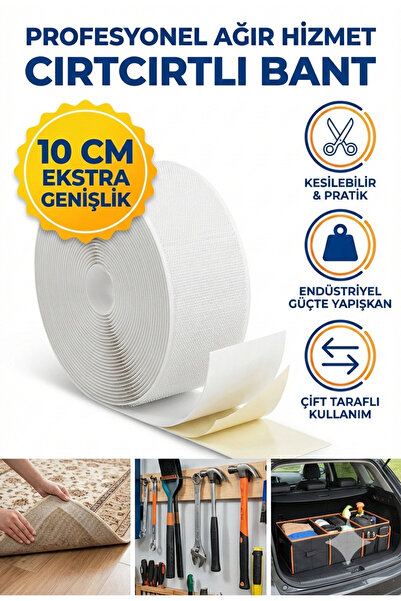 LOVYCO Yapışkanlı Beyaz Cırt Cırtlı Bant, 1 Mt Amerikan Fermuarı, 10 Cm Geniş...