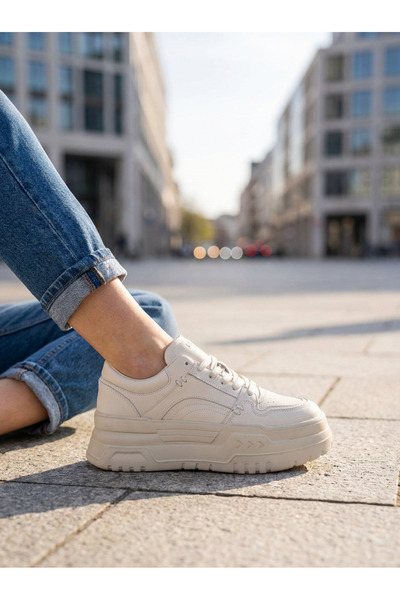 Lufian حذاء رياضي نسائي من Darla ذو نعل عالٍ باللون الأبيض