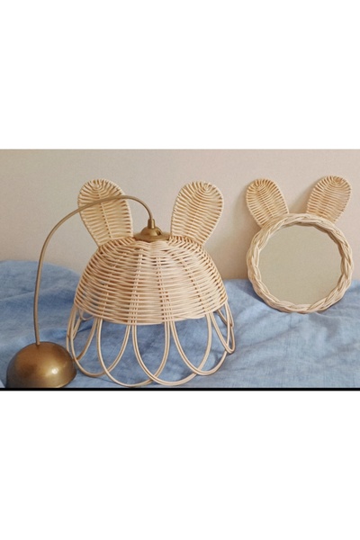 Ebrulii home design Rattan Bambu Avize ve Ayna seti