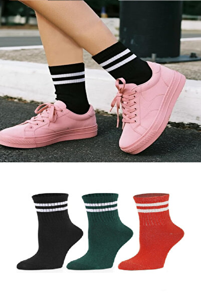 Ozzy Socks Pachet de 3 șosete pentru colegiu, roșu, verde, negru
