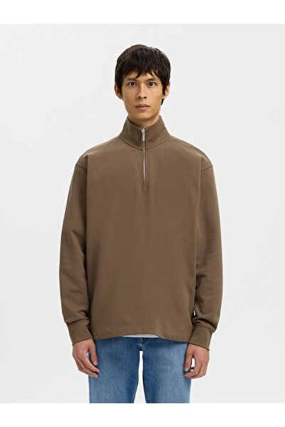 Selected Homme Langarm-Poloshirt Geripptes Half-Zip