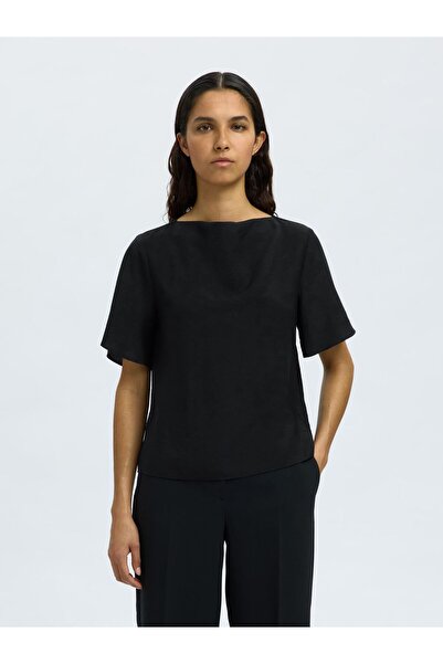 Selected Femme Oberteil mit kurzen Ärmeln Viskosemix