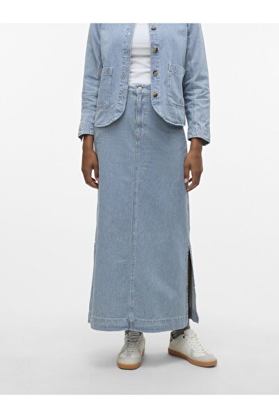 Vero Moda Jeansrock VMBIRKLEY Mittlere Taille Langer Rock
