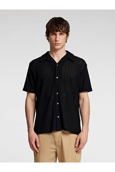 Selected Homme Kurzarmhemd Jacquard-Strick