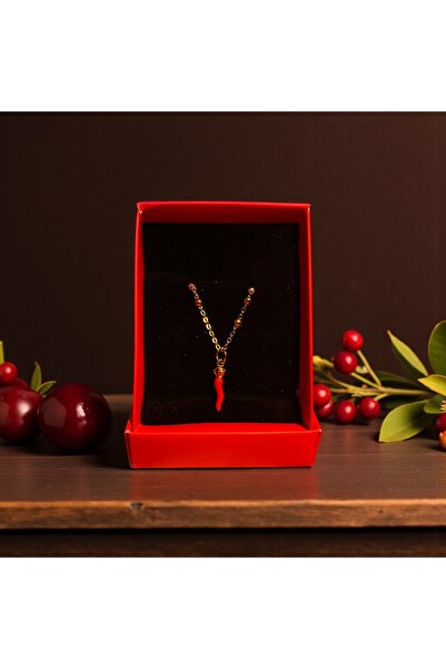 MaisonAHM قلادة ذهبية من الفولاذ المقاوم للصدأ على شكل فلفل من ŞANS