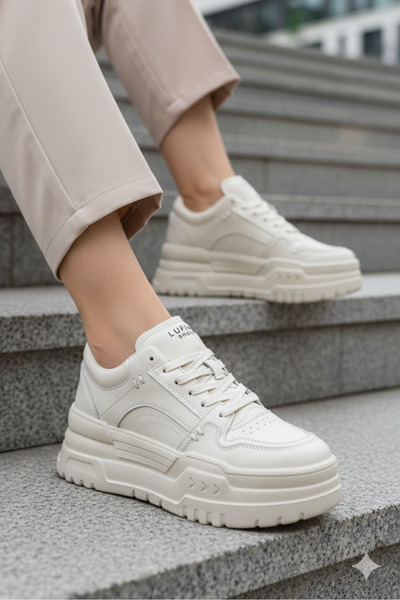 Lufian Darla Kadın Hakiki Deri Günlük Spor Yüksek Taban Ayakkabı 25y 12123002...