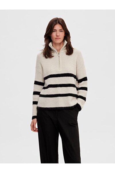 Selected Femme Pullover Wollgemisch Half-Zip