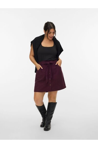 Veromoda Curve Rock VMCVILJA Hohe Taille Kurzer Cord Rock