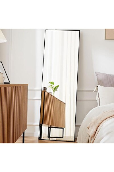 EFFE YAPI DEKOR مرآة أرضية كاملة الطول بإطار معدني اسود عصري180x60 سم .