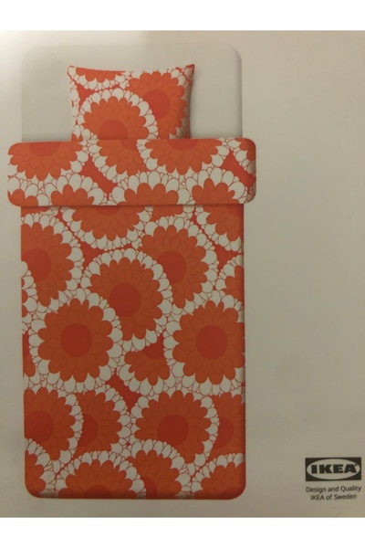 IKEA KRANSMALVA Tek Kişilik Nevresim Seti Turuncu 150x200/50x60 cm