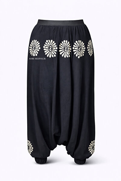 Sobe Hediyelik Siyah El Baskılı Adana Şalvarı – Rahat Kesim, Bol Paça, Etnik ...