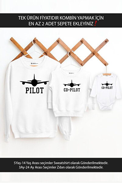 Tshirthane Baba Oğul Kız Pilot Co-Pilot(TEK ÜRÜN FİYATIDIR KOMBİN YAPMAK İÇİN...