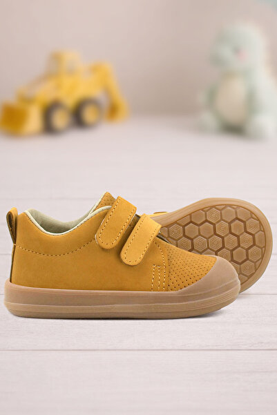 Rakerplus Sonic Genuine Leather Tan Velcro Anatomical Baby Sneakers Sneakers