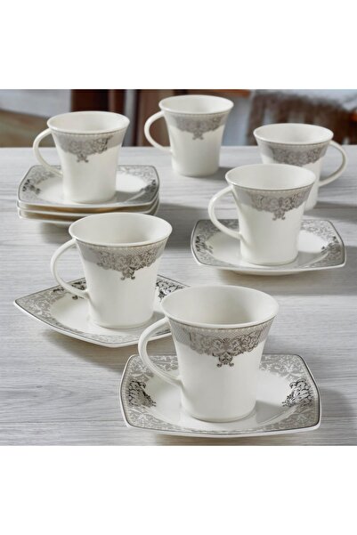Güral Porselen Caroline 12 Parça 6 Kişilik Bone Türk Kahvesi Takımı - 56861