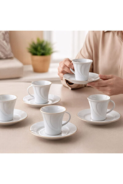 Güral Porselen Soprano 12 Parça 6 Kişilik Türk Kahvesi Takımı - 23