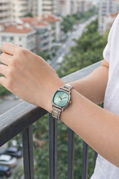 sonsuzsaat Gümüş Renk Esnek Lastikli Kordon Mint Yeşili Kadran Şık Sade Genç ...