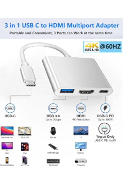 Gerlax Gv-02 3ın1 Type C To Hdmı Adapter