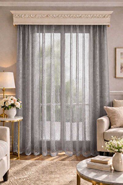 Belvedere Dekoratif File 1x3 Sık Pile Tül Perde