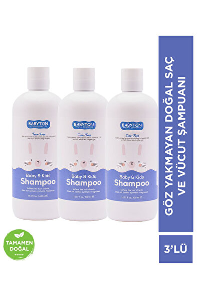 BABYTON Natural Eye-Free Hair and Body Shampoo Set of 3