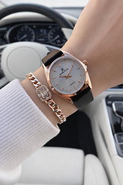 Daniel Klein طقم ساعة يد نسائية بسوار جلدي عتيق مقاوم للماء وسوار - BDK.13878.4