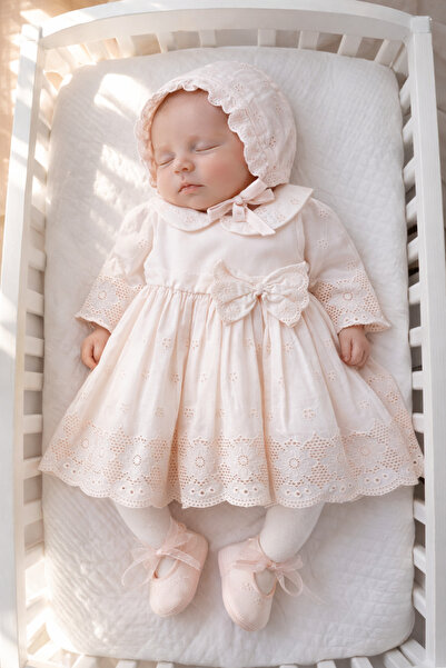 Mert Baby Manolya 4'lü Lüx Mevlüt Seti Fisto Detaylı %100 Pamuk Özel Gün Elbi...