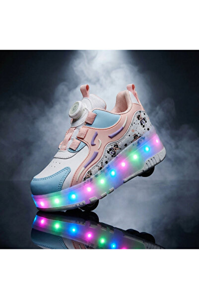 BURUNİ LED Işıklı Paten Ayakkabı Tekerlekli Çocuk Ayakkabısı Erkek Çocuk / Kı...