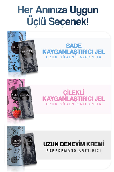 Nely8 3'LÜ HAZ LongTime + Çilek + Sade Kayganlaştırıcı